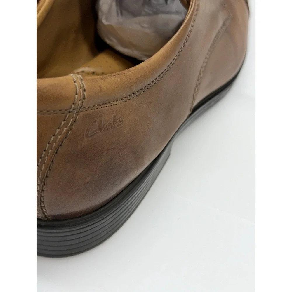 Clarks Men's Tilden Cap Oxford 12W Flat Brown Office Formal Leather Comfort Lace